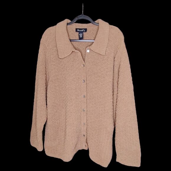 Soft Cozy Casual Daily Women's Cardigan Sweater Size 2X Denim & Co. Light Beige - Picture 5 of 8